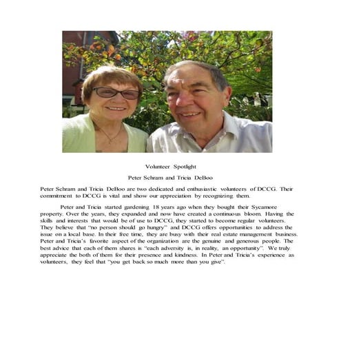 Tricia DeBoo and Peter Schram