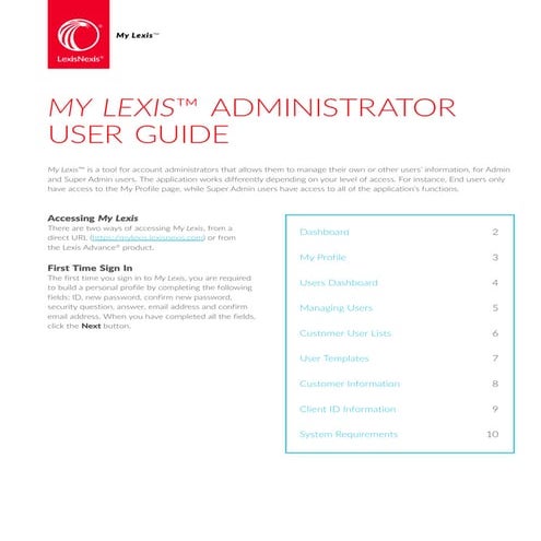 My Lexis - Administrator User Guide