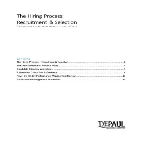 Depaul USA The Hiring Process Packet Selection and Staffing | DOCX