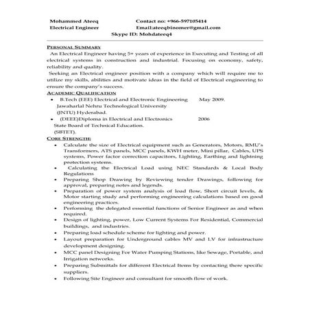 Electrical Engineer | DOCX