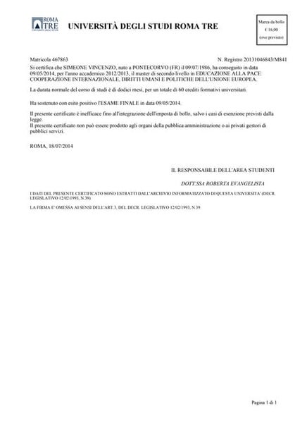 Lettera di Referenze Prof. Baronti