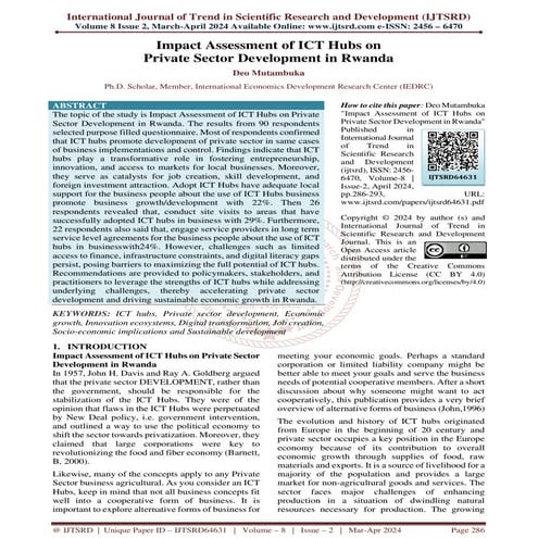 Impact Assessment of ICT Hubs on Private Sector Development in Rwanda