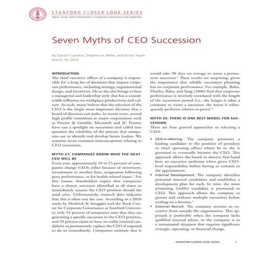CEO Succession Planning - Quick Guide | PDF