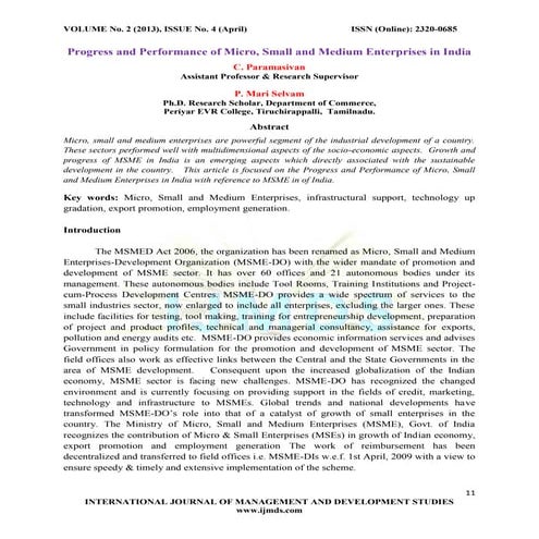 39 progress and performance of micro, small and medium enterprises in ...