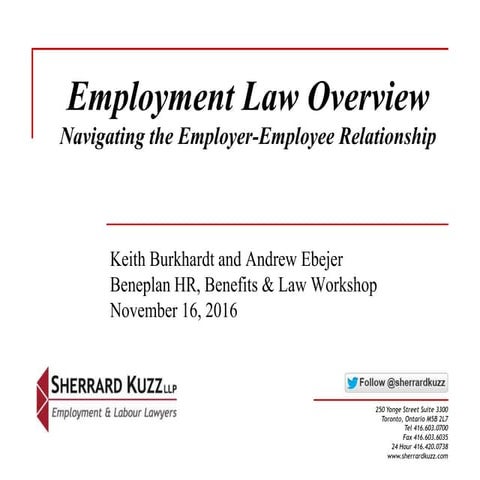 Sherrard Kuzz - 2016 Beneplan HR Workshop - Employment Law 101 and Marijuana ...