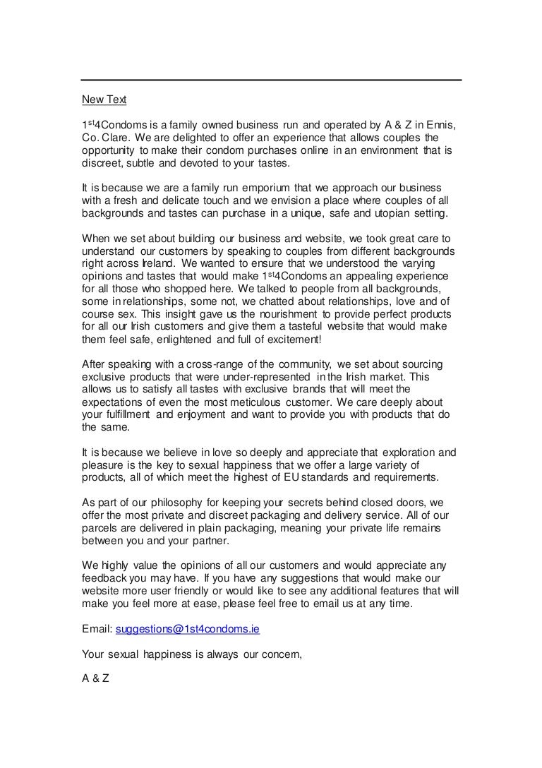 New About Us Text 1st4condoms