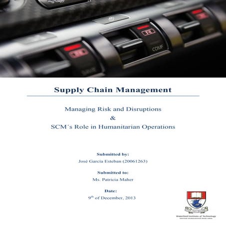 SCM - Managing risk and disruptions