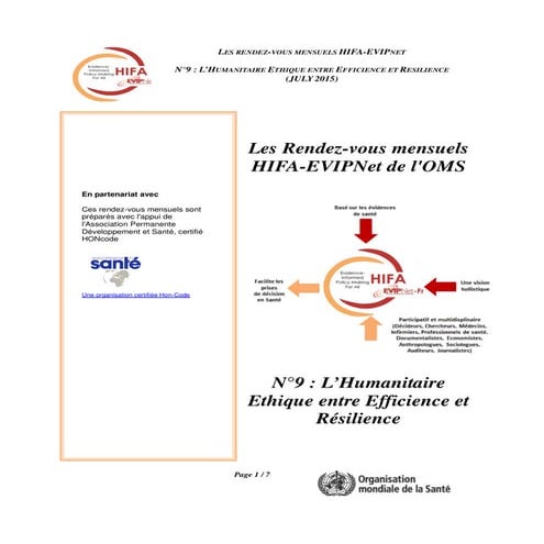 RDV_Mensuel_HIFA-EVIPNET Humanitaire