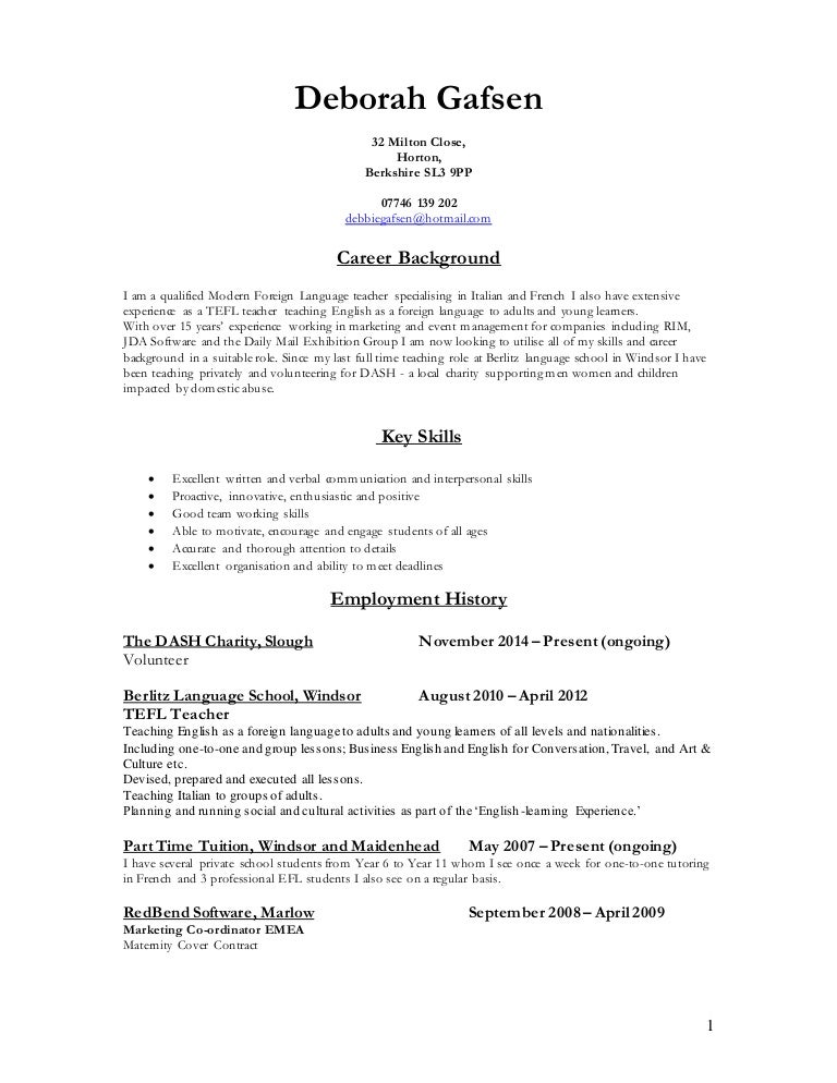 cv primary school teacher