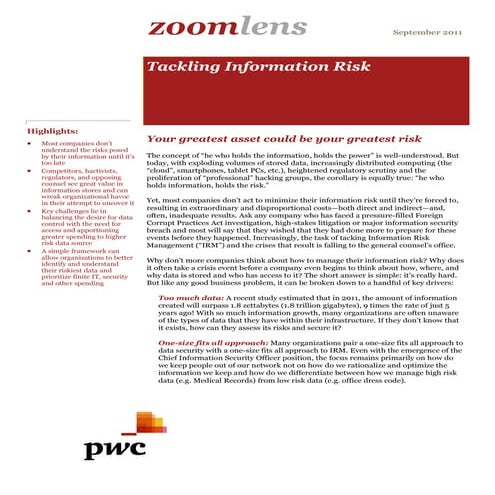 ZoomLens - Loveland, Subramanian -Tackling Info Risk