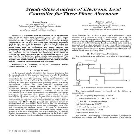 Steady-State Analysis of Electronic Load Controller