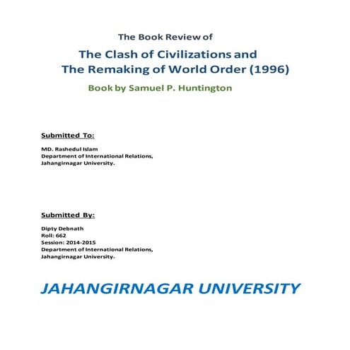 The Book Review of The Clash of Civilization & The Remarking of World Order (...