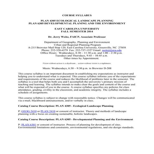 Syllabus PLAN 4305 and 6305