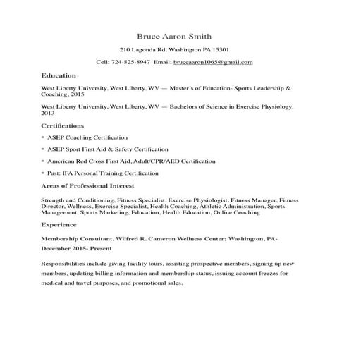 Bruce Smith Resume 2016