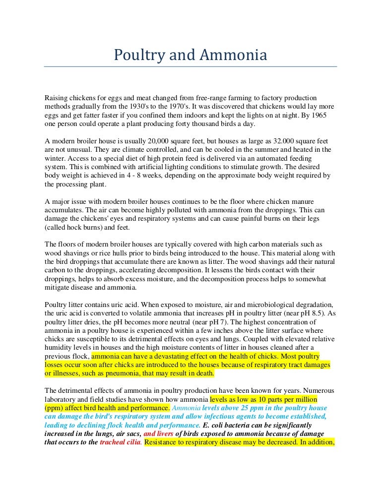 Poultry and Ammonia