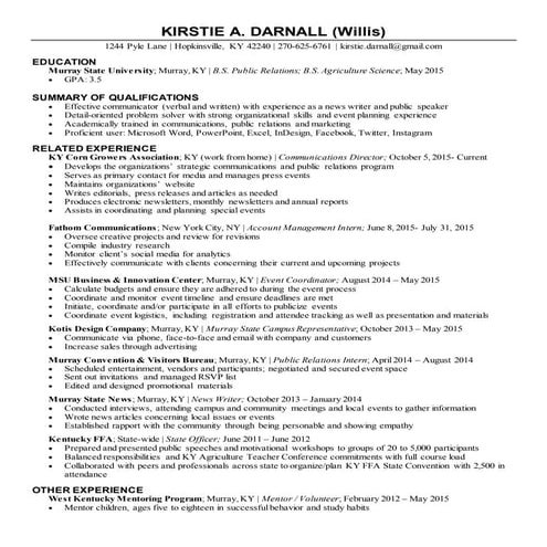 Kirstie Darnall Resume 2016