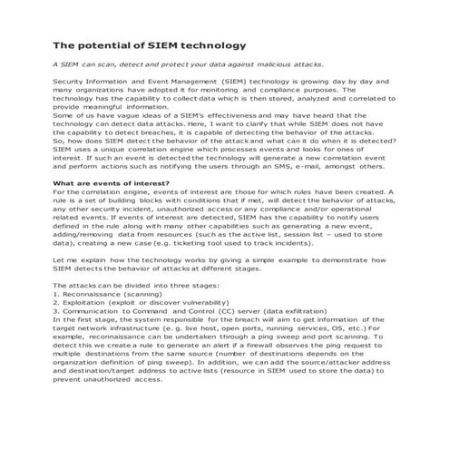 The potential of SIEM technology