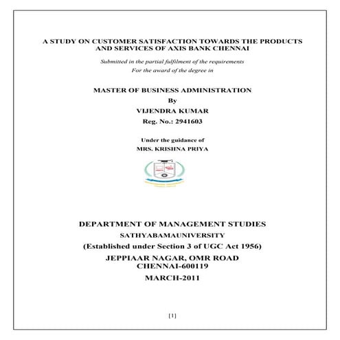 MBA Final year Project - Customer satisfaction