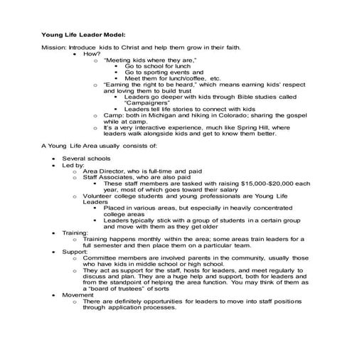 Basic Young Life Structure