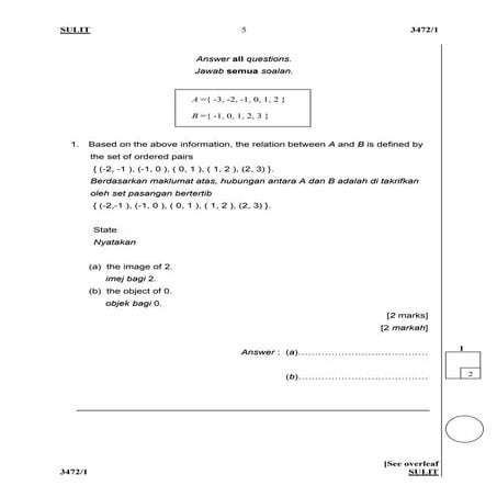 Soalan kuiz matematik tambahan tingakatan 5 2006 | DOC