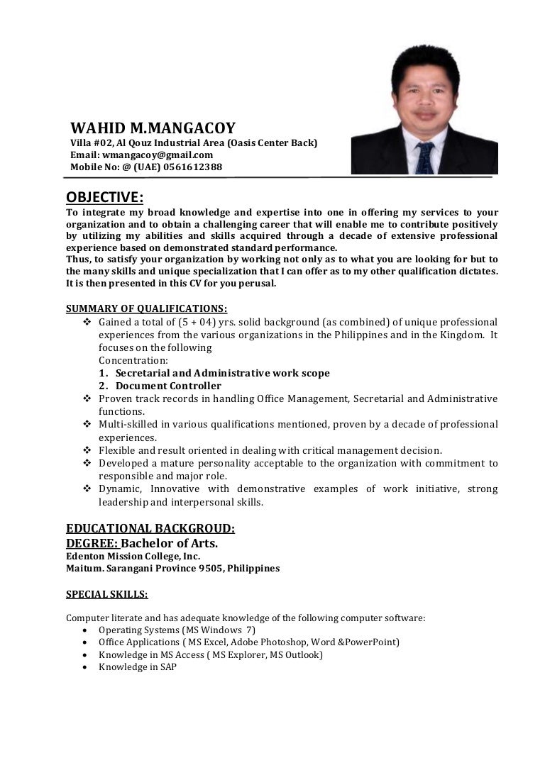 Curriculum vitae dc picture