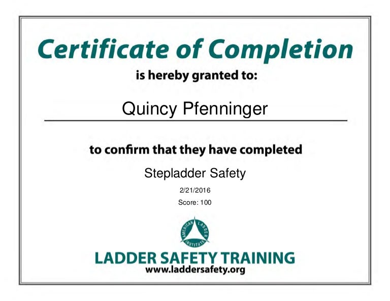 stepladder safety certificate