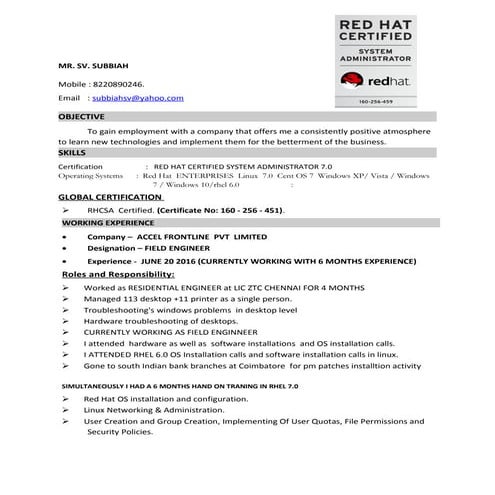 Resume subbiah | DOC