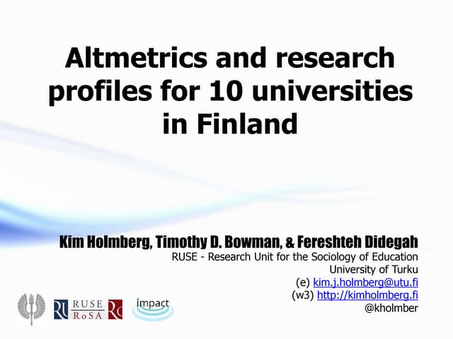 Altmetrics and research profiles fo...