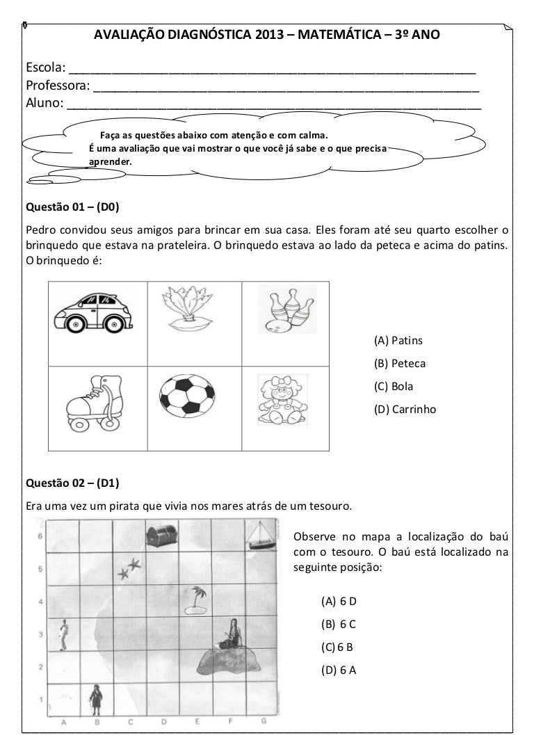 Atividade De Localização E Movimentação 3 Ano