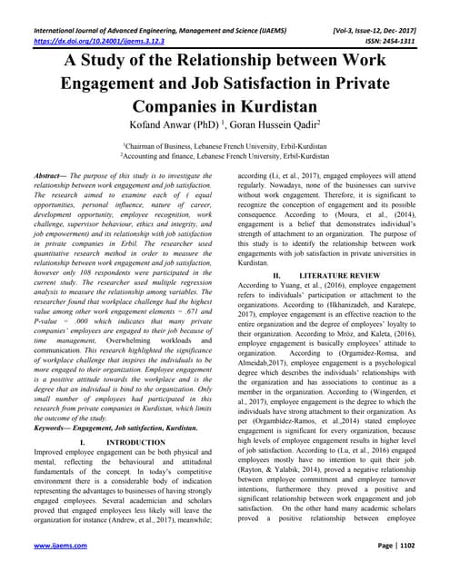 A Study On Employee Engagement In Information Technology (IT) Industry ...