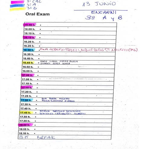 3ºa y b.lista convocados a oral