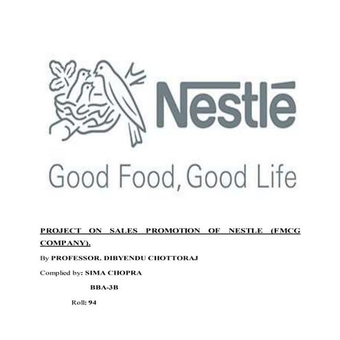 PROJECT ON SALES PROMOTION OF NESTLE