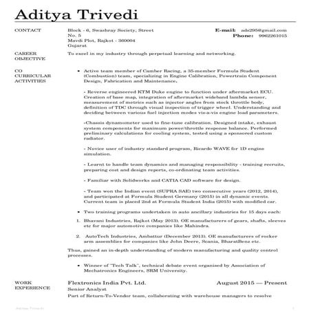 Resume - Aditya Trivedi