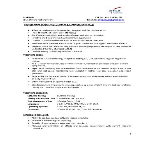 Priti_Mule_ETL and ManualTesting(7.6+yrs Exp)