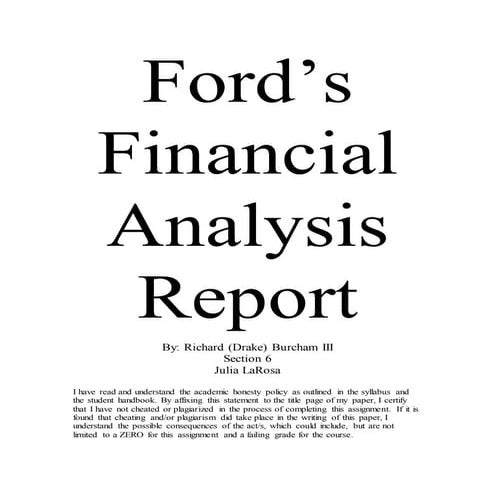 Ford's Financial Analysis Report | DOCX