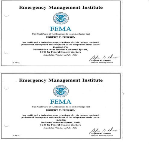 2005 ICS NIMS 100-200 | PDF
