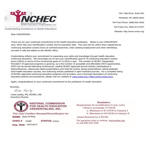 MCHES, Master Certified Health Education Specialist | PDF