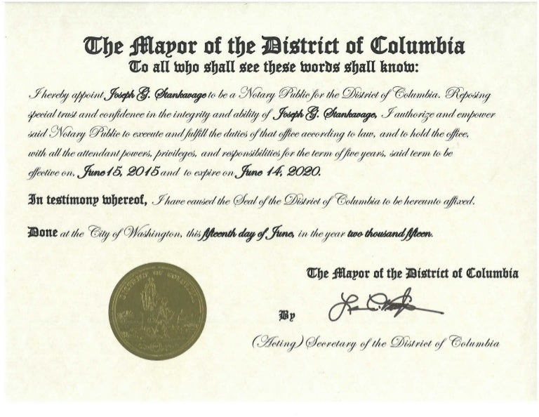 Notary PublicCertificate_District of Columbia_June15_2015_JosephStank…