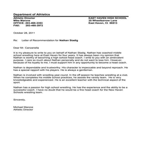 Letter of Recommendation - Mike Marone