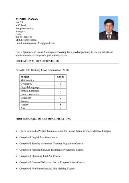 General Cv Format 1