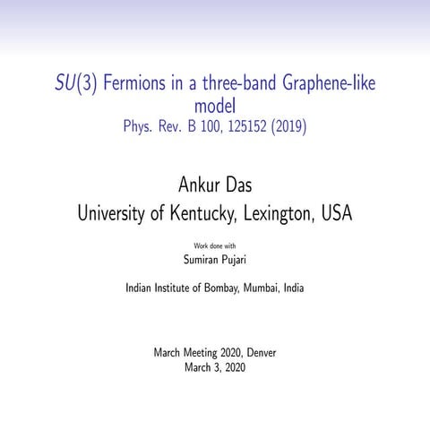 SU(3) fermions in a three-band graphene-like model