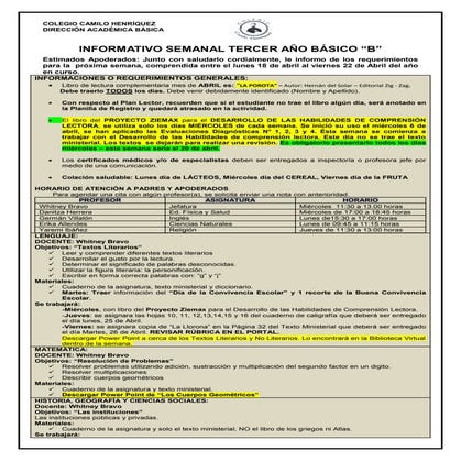 3º basico b semana 18 al 22 abril