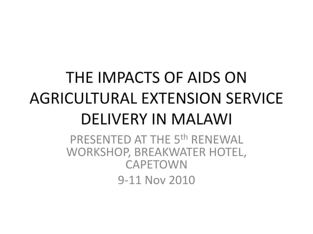 Agricultural Extension and AIDS in Malawi