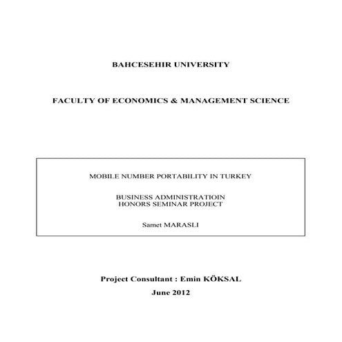 Mobile Number Portability in Turkey