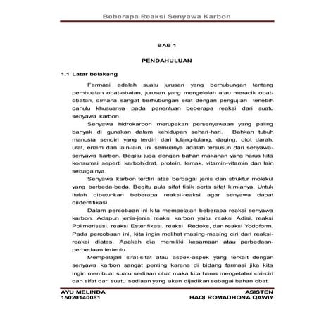 3 beberapa reaksi senyawa karbon