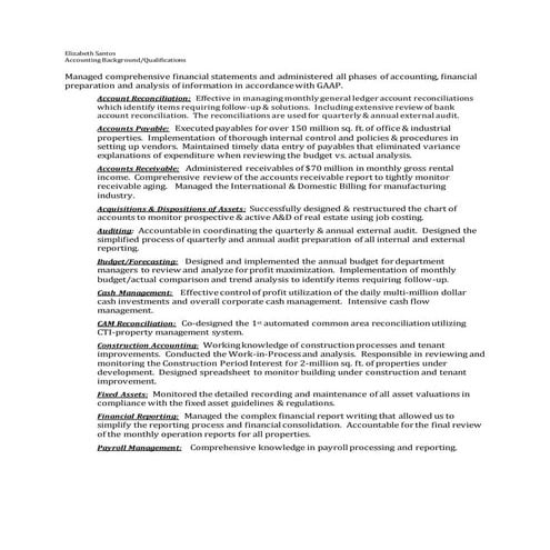 Elizabeth Santos - Accounting Background