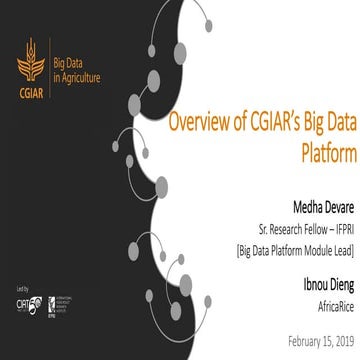 Overview of CGIAR’s Big Data Platform