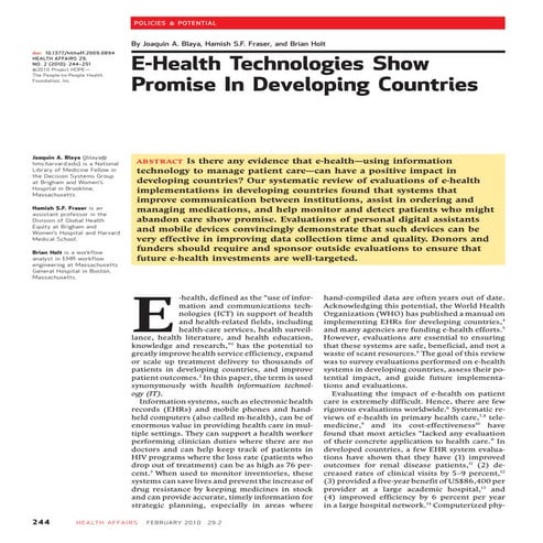 E-health technologies show promise in developing countries