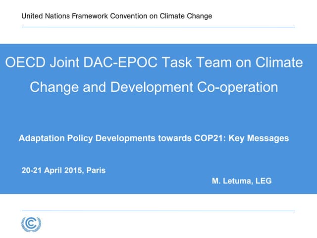 III.2 DAC-EPOC JOINT TASK TEAM ON CLIMATE CHANGE AND DEVELOPMENT CO-OPERATION