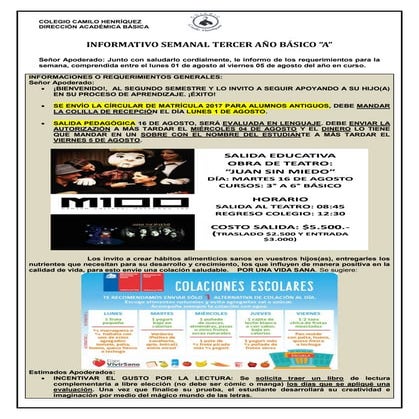 3º básico a  semana 01 al 05 agosto 